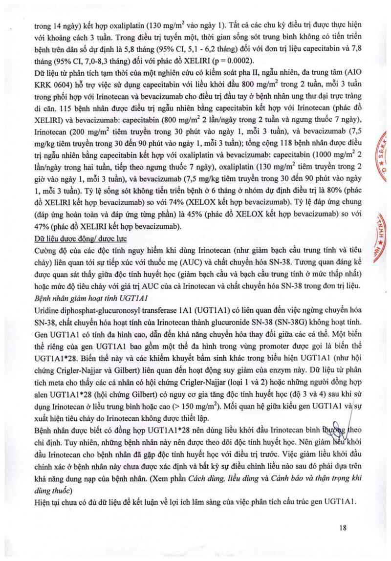 thông tin, cách dùng, giá thuốc Irinotecan onkovis 20mg/ml - ảnh 19